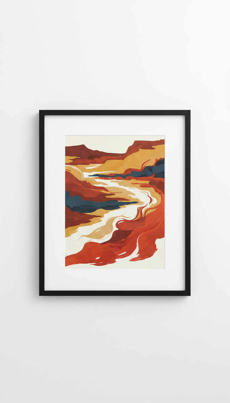Stampa incorniciata Red Earth Tides su carta opaca